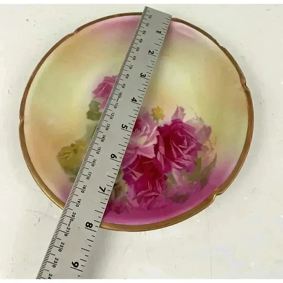 Antique Hand Painted PSL Imperial Alma Pink Rose Dessert Plate 1838 Gold Trim 8" - Picture 4 of 7